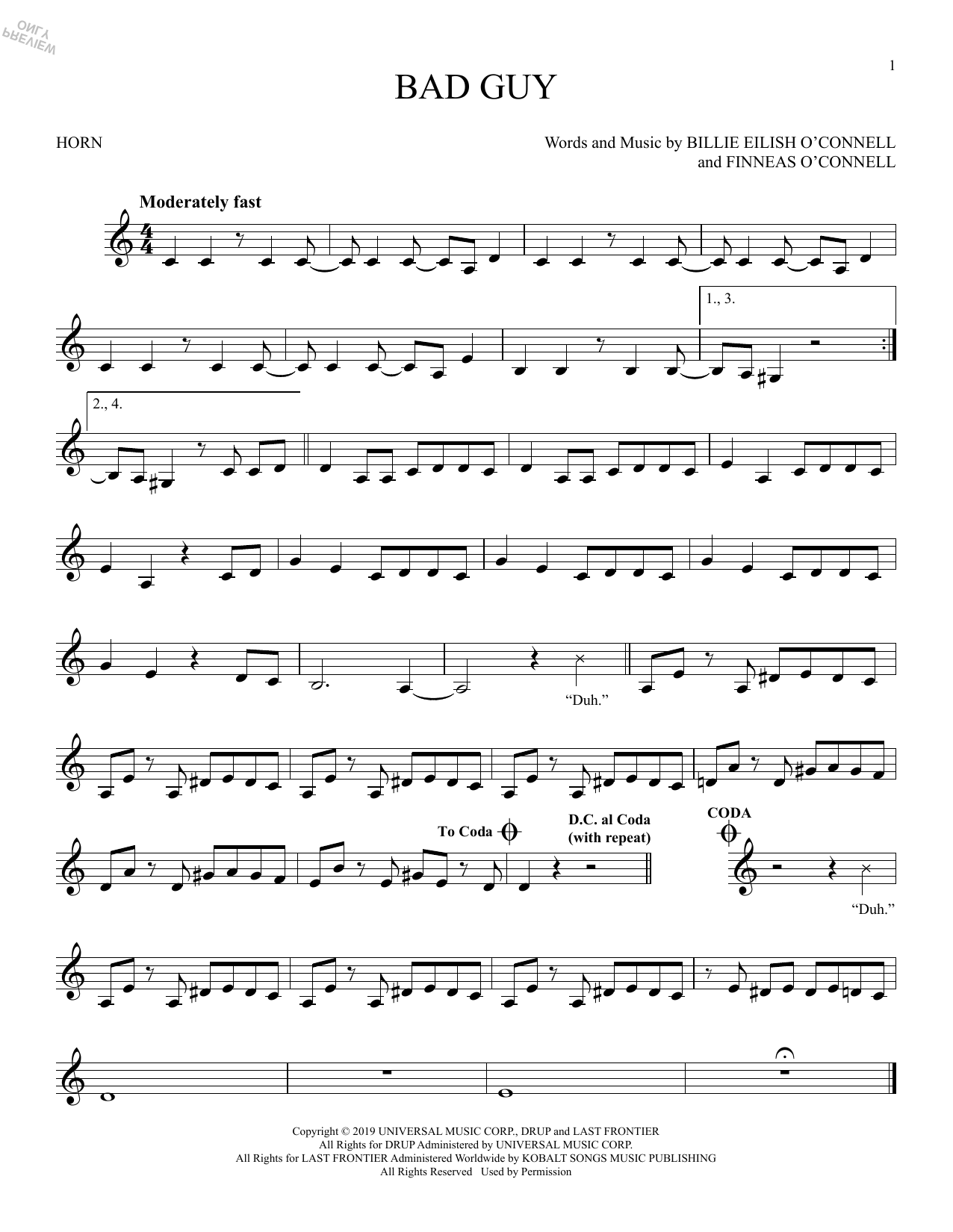 Produktgalerie: Seite 1 von 1 bad guy, Billie Eilish, Horn