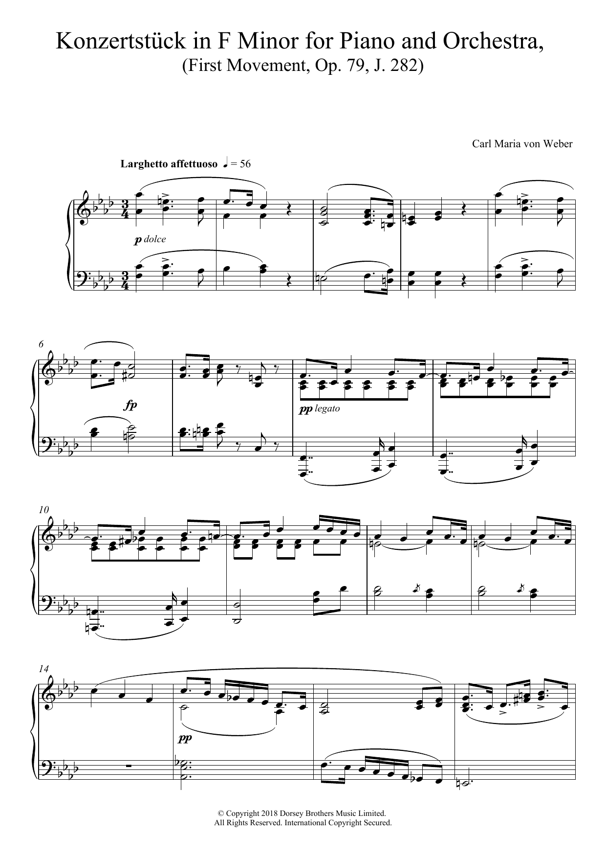 Product picture to: Konzertstuck in F Minor for Piano and Orchestra, First Movement, Op. 79, J. 282