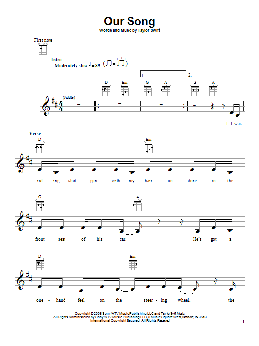 Product gallery: Page 1 of 1 Our Song, Taylor Swift