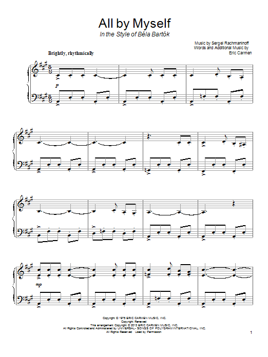 Product gallery: Page 1 of 1 All By Myself (in the style of Bela Bartok), Eric Carmen
