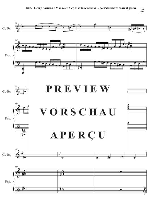 Product gallery: Page 16 of 21 Ni le soleil hier, ni la lune demain , , (bass clarinet + piano)