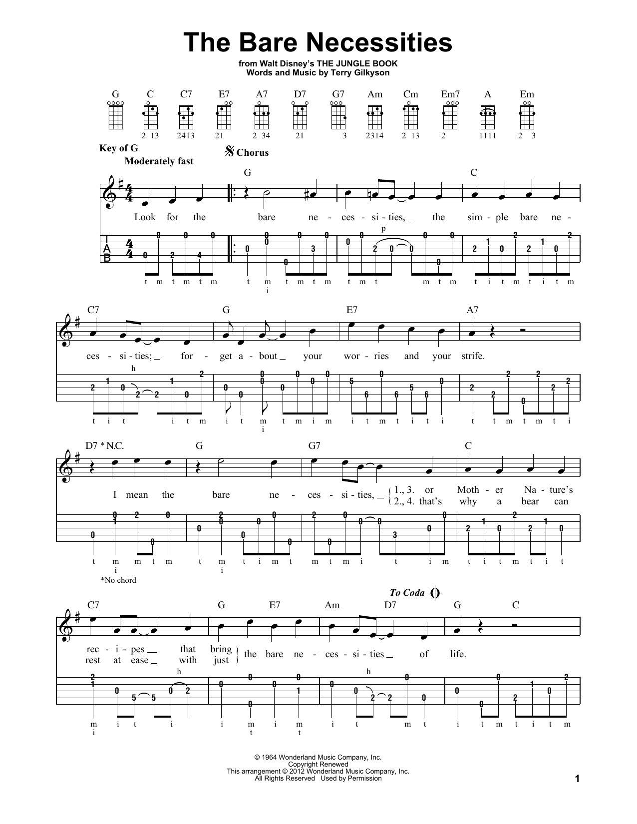 Produktgalerie: Seite 1 von 1 The Bare Necessities (from The Jungle Book), Terry Gilkyson, Banjo