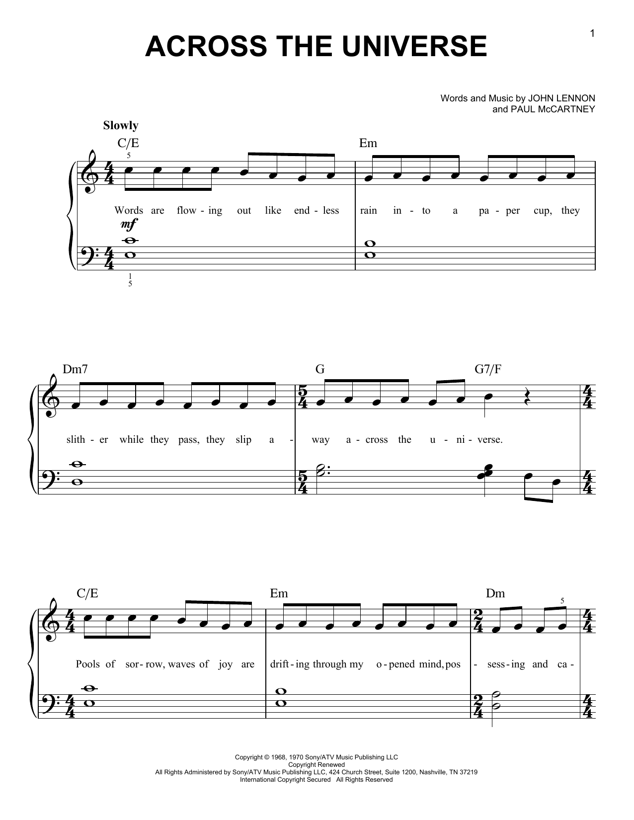 Produktgalerie: Seite 1 von 1 Across The Universe, The Beatles, Klavier