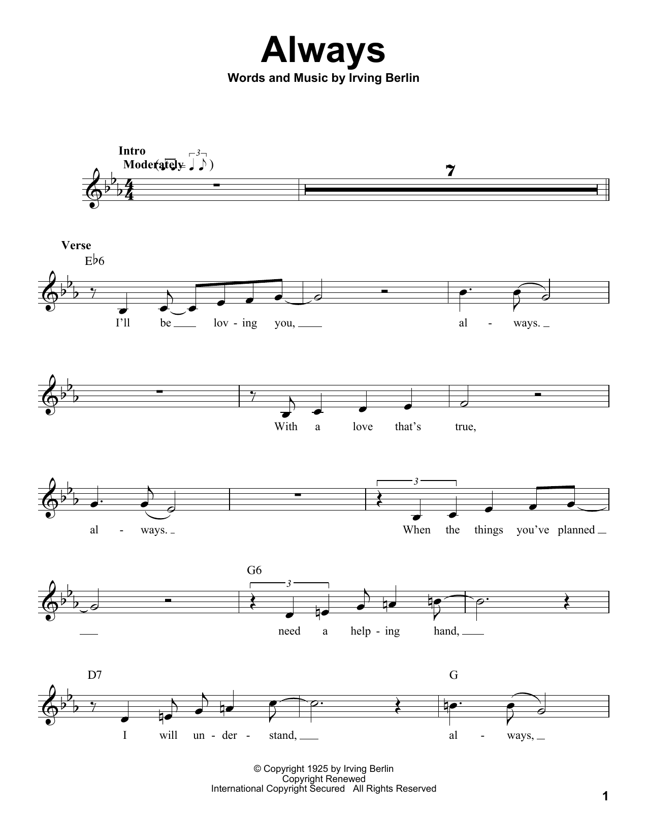 Product gallery: Page 1 of 1 Always, Irving Berlin