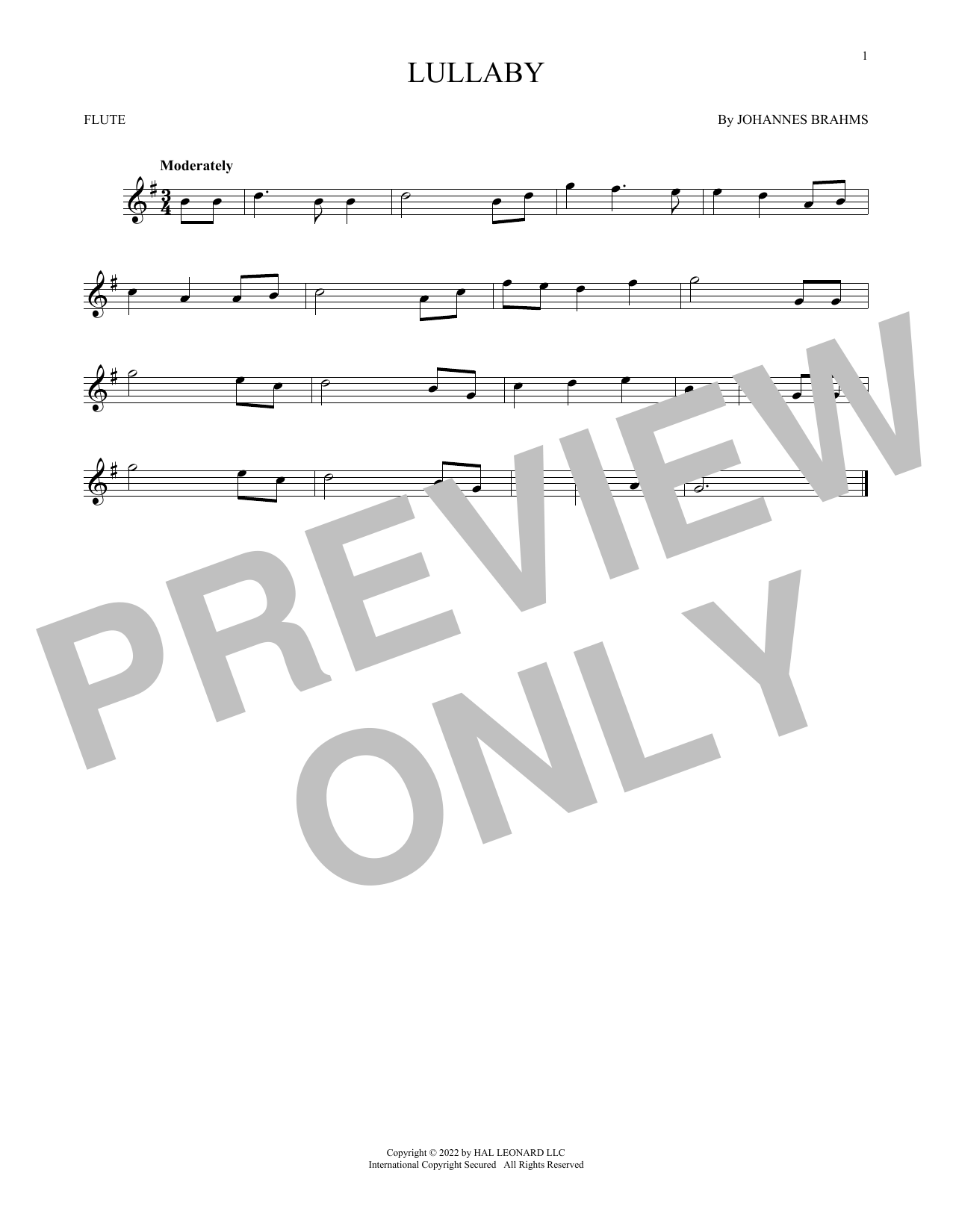 Product gallery: Page 1 of 1 Lullaby, Johannes Brahms