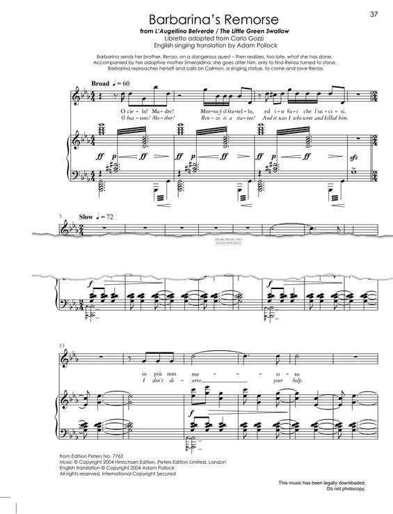 Produktgalerie: Seite 1 von 1 Barbarina's Remorse (from 'The Little Green Swallow'), Jonathan Dove, Gesang, Klavier