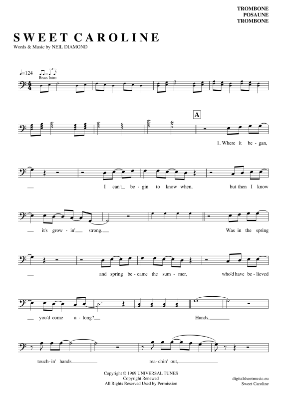 Product gallery: Page 1 of 4 Sweet Caroline , Diamond, Neil, (Posaune / Bariton)