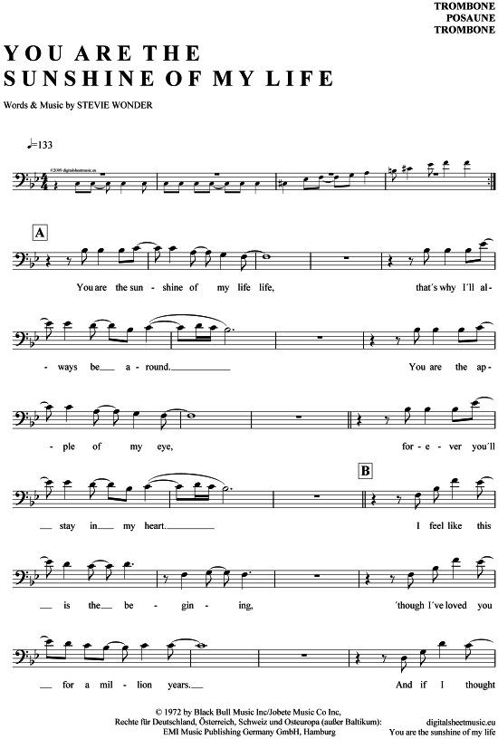 Product gallery: Page 1 of 4 You are the sunshine of my life , Wonder, Stevie, (Posaune / Bariton)