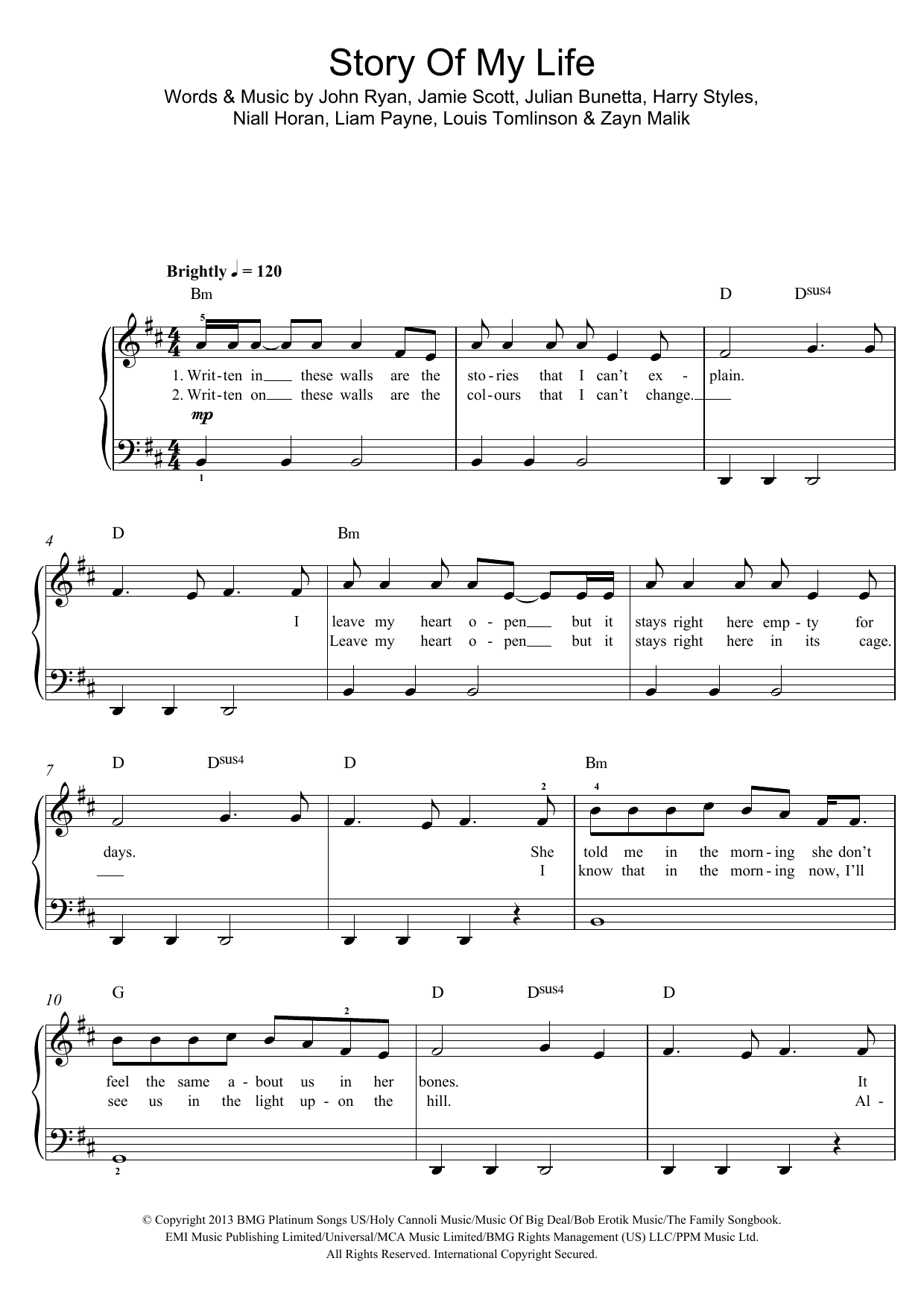 Produktgalerie: Seite 1 von 1 Story Of My Life, One Direction, Gesang, Gitarre, Klavier