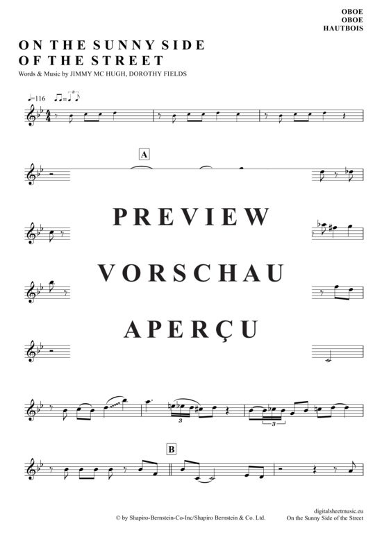 Produktgalerie: Seite 2 von 4 On The Sunny Side Of The Street , McHugh, Jim, (Oboe)