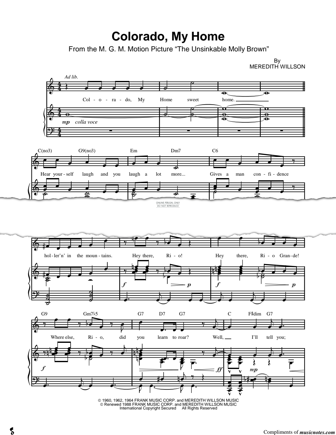 Produktgalerie: Seite 1 von 1 Colorado My Home, Meredith Willson, Gesang, Klavier