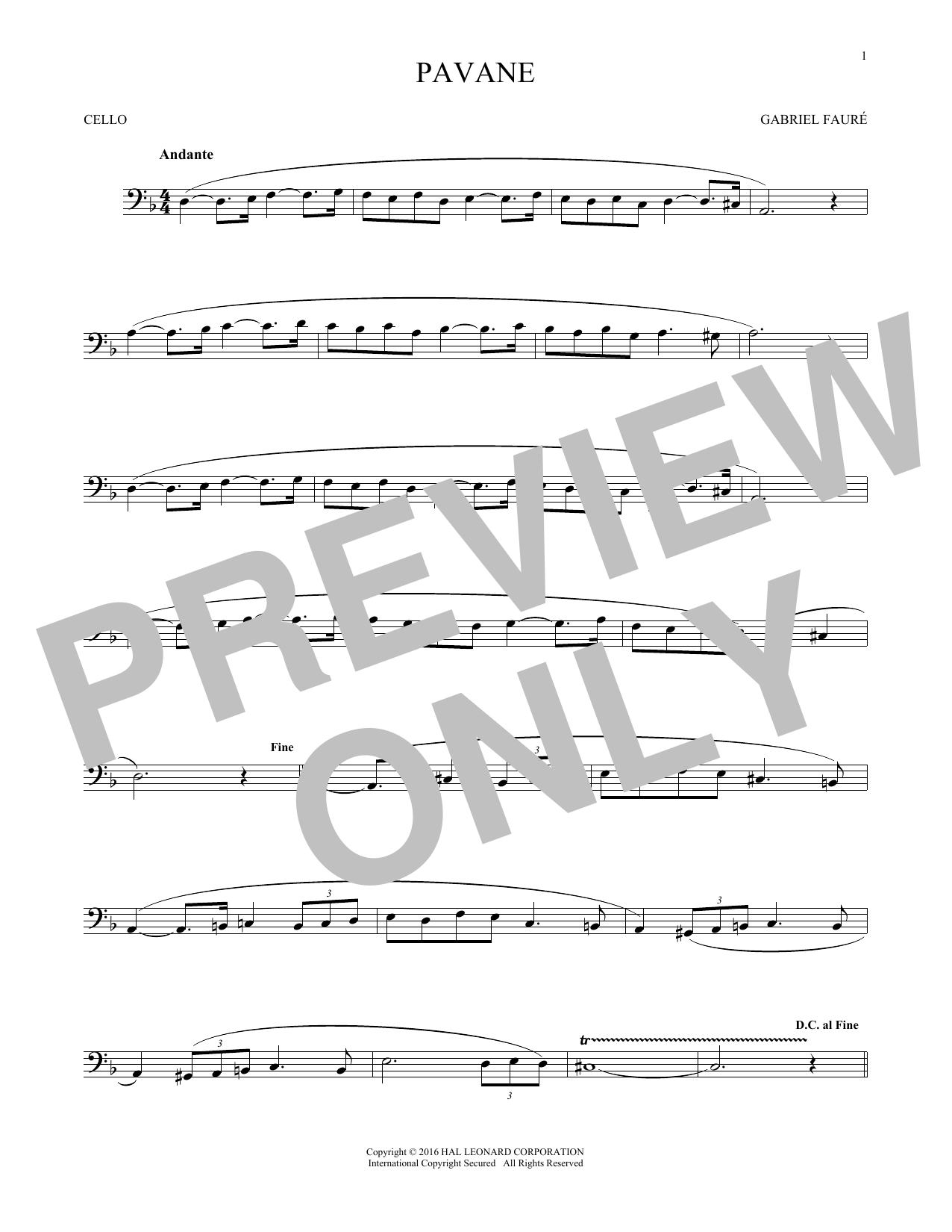 Produktgalerie: Seite 1 von 1 Pavane, Gabriel Fauré, Violoncello