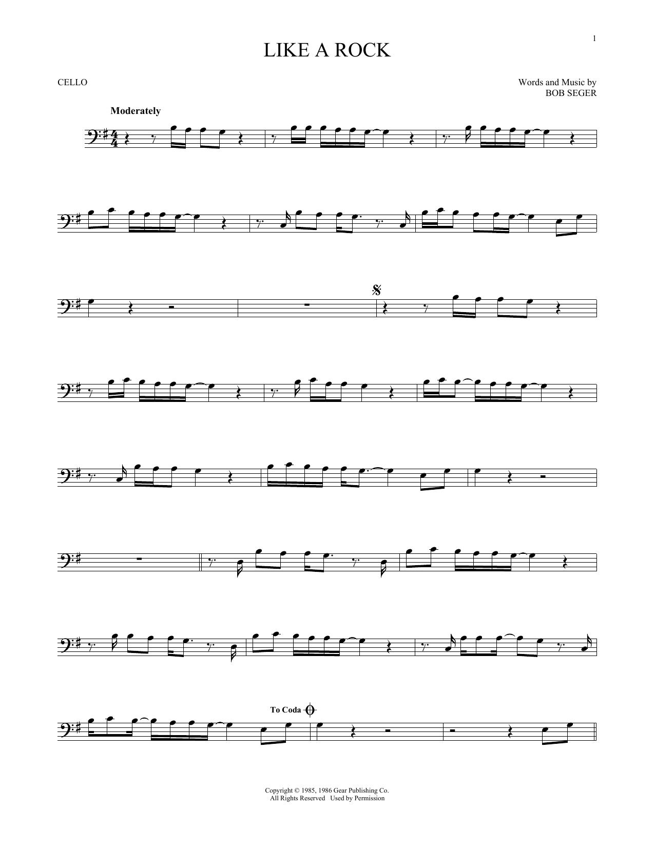 Produktgalerie: Seite 1 von 1 Like A Rock, Bob Seger, Violoncello
