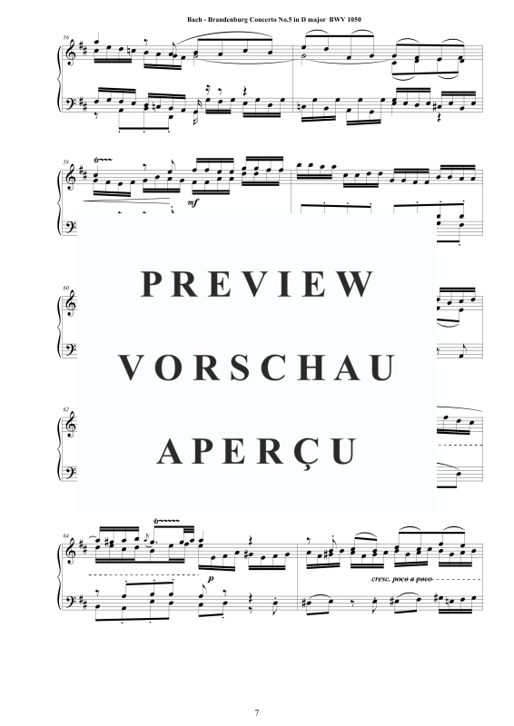 Product gallery: Page 8 of 11 Brandenburg Concerto No. 5 in D major BWV 1050, , Solo Piano
