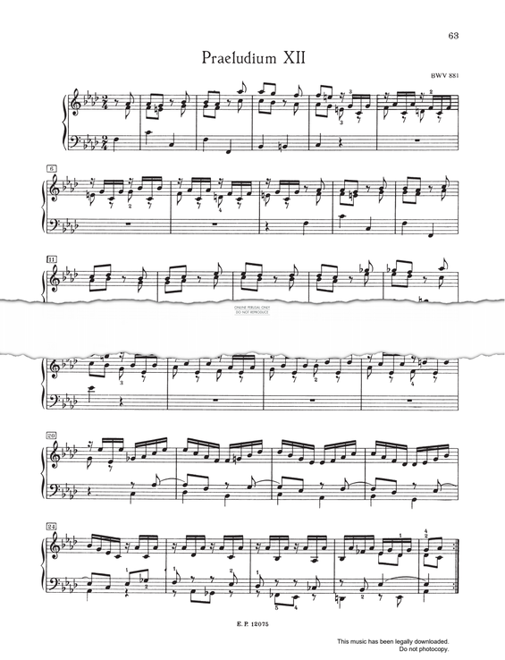 Produktbild zu: Prelude And Fugue No.12 in F minor, BWV 881 (from 'The Well-Tempered Klavier Book II')