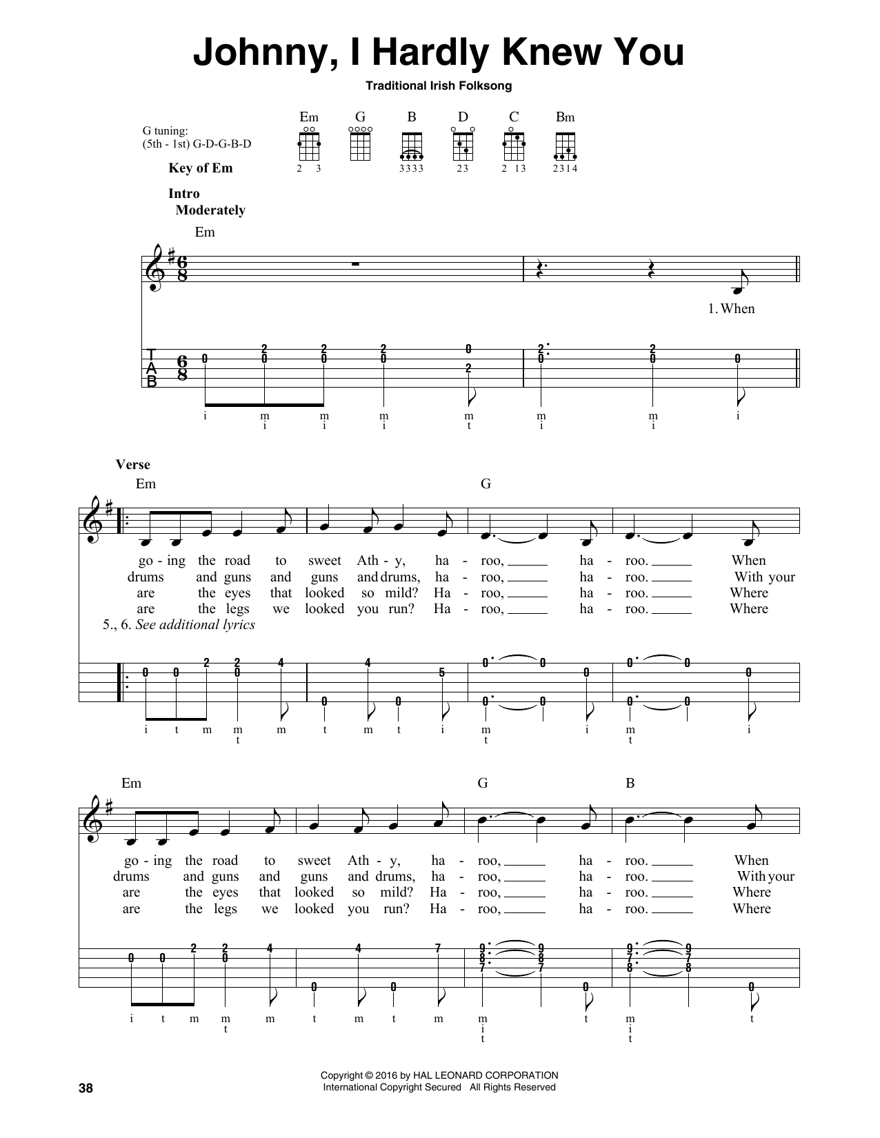 Product gallery: Page 1 of 1 Johnny, I Hardly Knew You, Traditional Irish Folk Song