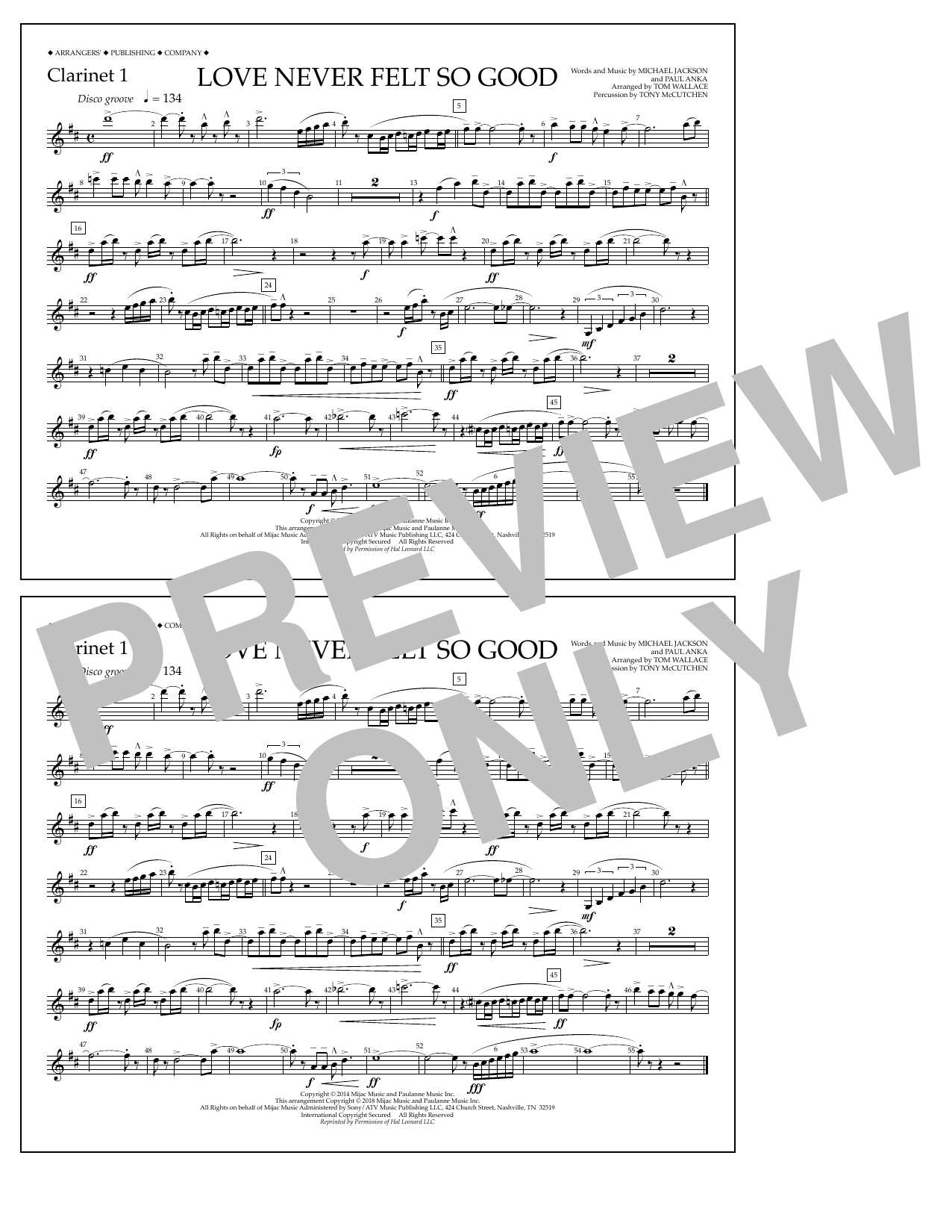Produktbild zu: Love Never Felt So Good - Clarinet 1