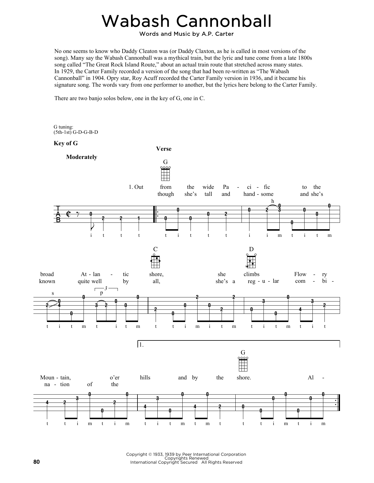 Product gallery: Page 1 of 1 Wabash Cannonball (arr. Fred Sokolow), The Carter Family