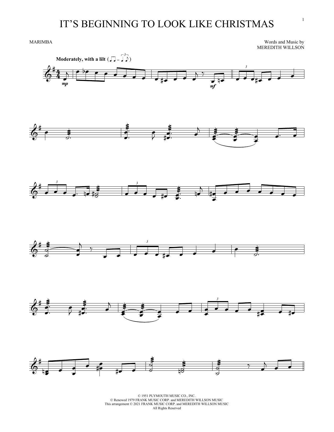 Produktgalerie: Seite 1 von 1 It's Beginning To Look Like Christmas, Meredith Willson, Marimba