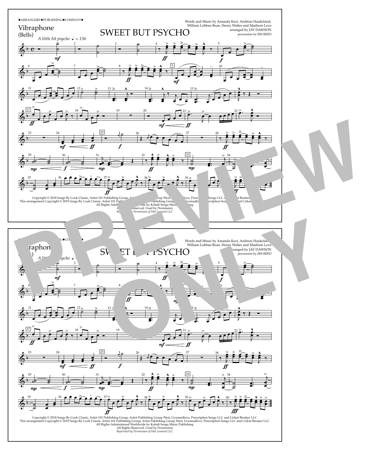 Produktbild zu: Sweet But Psycho (arr. Jay Dawson) - Vibraphone