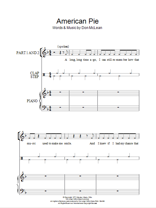 Product picture to: American Pie (arr. Rick Hein)
