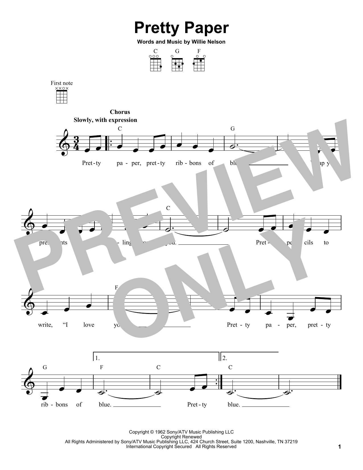 Product picture to:  Pretty Paper - Willie Nelson