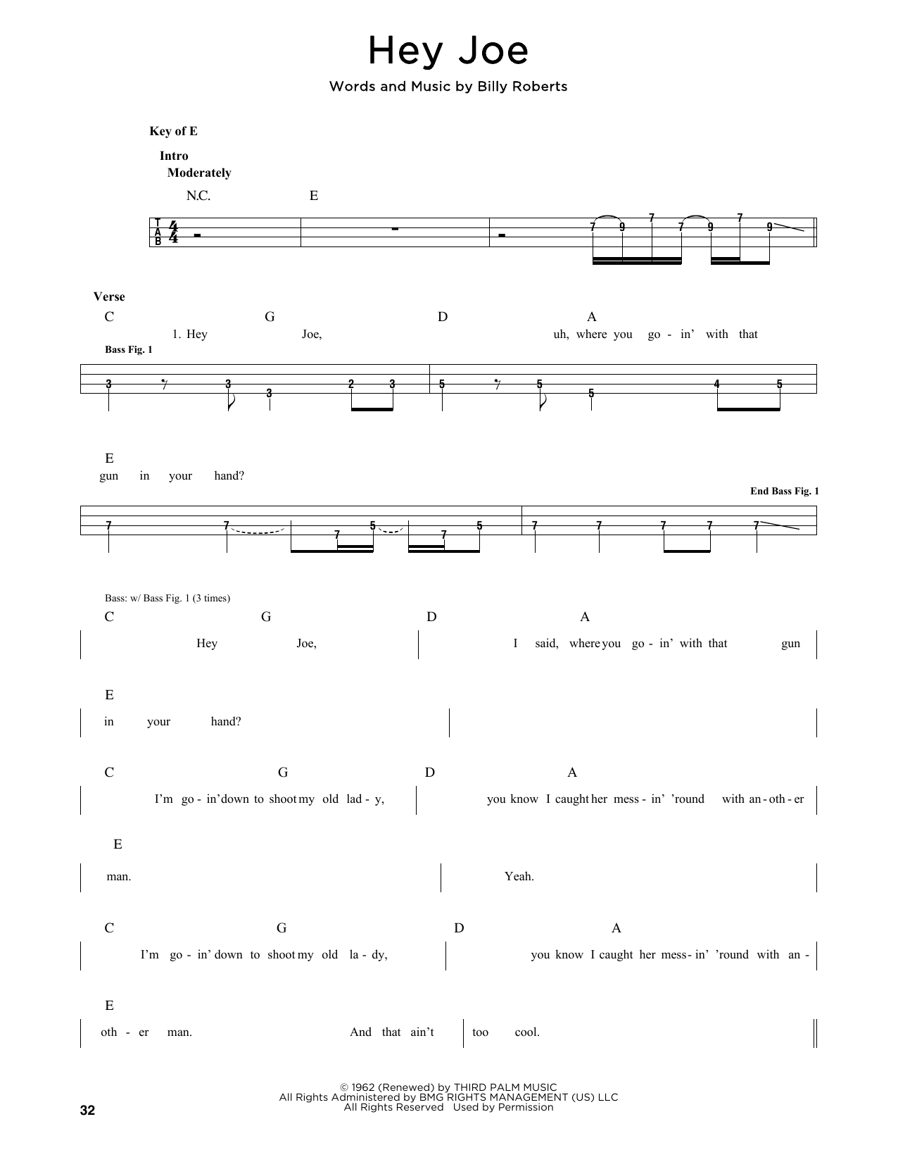 Produktgalerie: Seite 1 von 1 Hey Joe, Jimi Hendrix, E-Bass, Gitarre