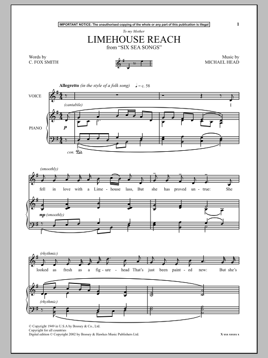 Produktbild zu: Limehouse Reach (from Six Sea Songs)