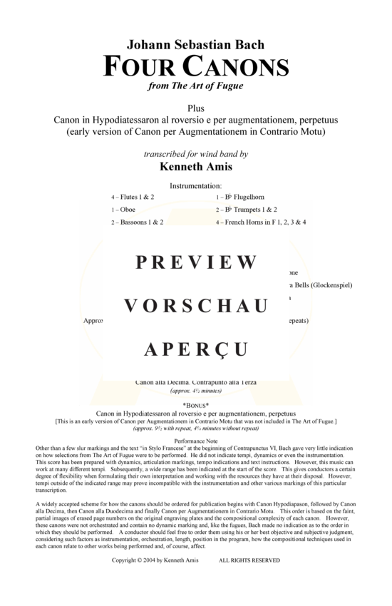 Produktgalerie: Seite 2 von 20 Vier Kanon aus Kunst der Fuge , , (Concert Band)
