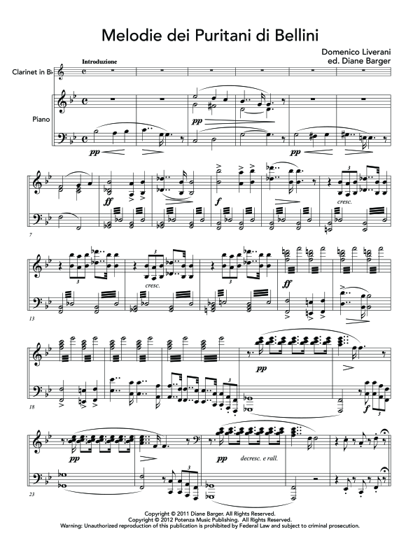 Product gallery: Page 1 of 11 Melodie dei Puritani di Bellini, , (clarinet in Bb and piano)
