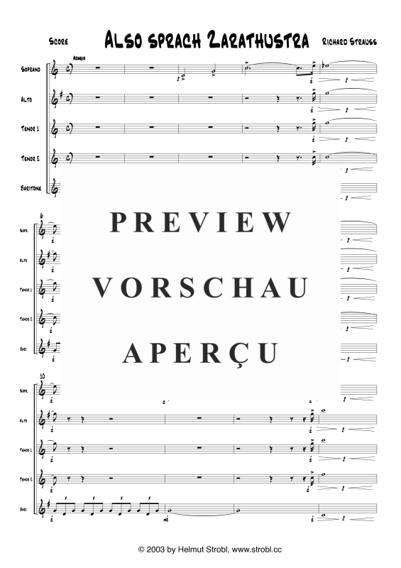 Product gallery: Page 3 of 11 Also sprach Zarathustra, , Saxophone Quintet