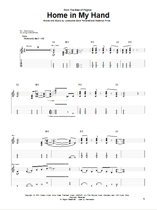 Produktgalerie: Seite 1 von 1 Home In My Hand, Foghat, Gitarre