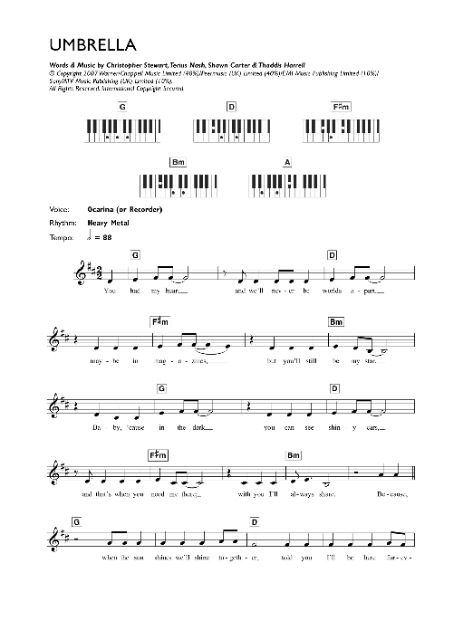 Produktgalerie: Seite 1 von 1 Umbrella, Rihanna featuring Jay-Z, Klavier