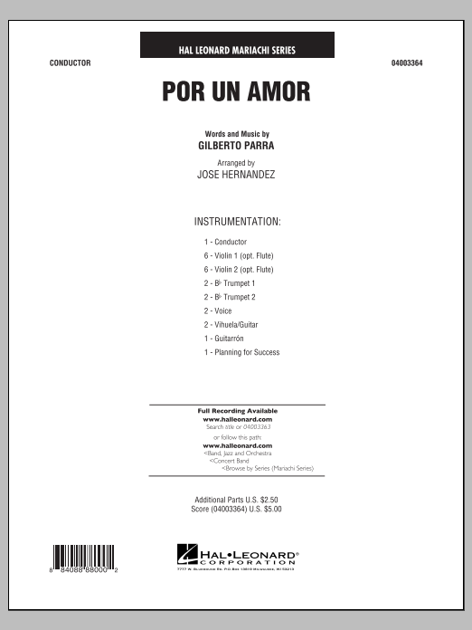 Produktbild zu:  Por Un Amor - Full Score - Gilberto Parra