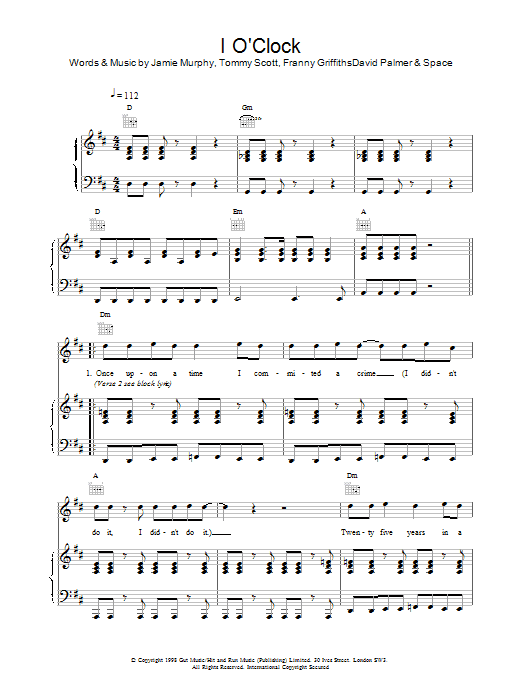 Produktgalerie: Seite 1 von 1 I O'Clock, Space, Gesang, Gitarre, Klavier