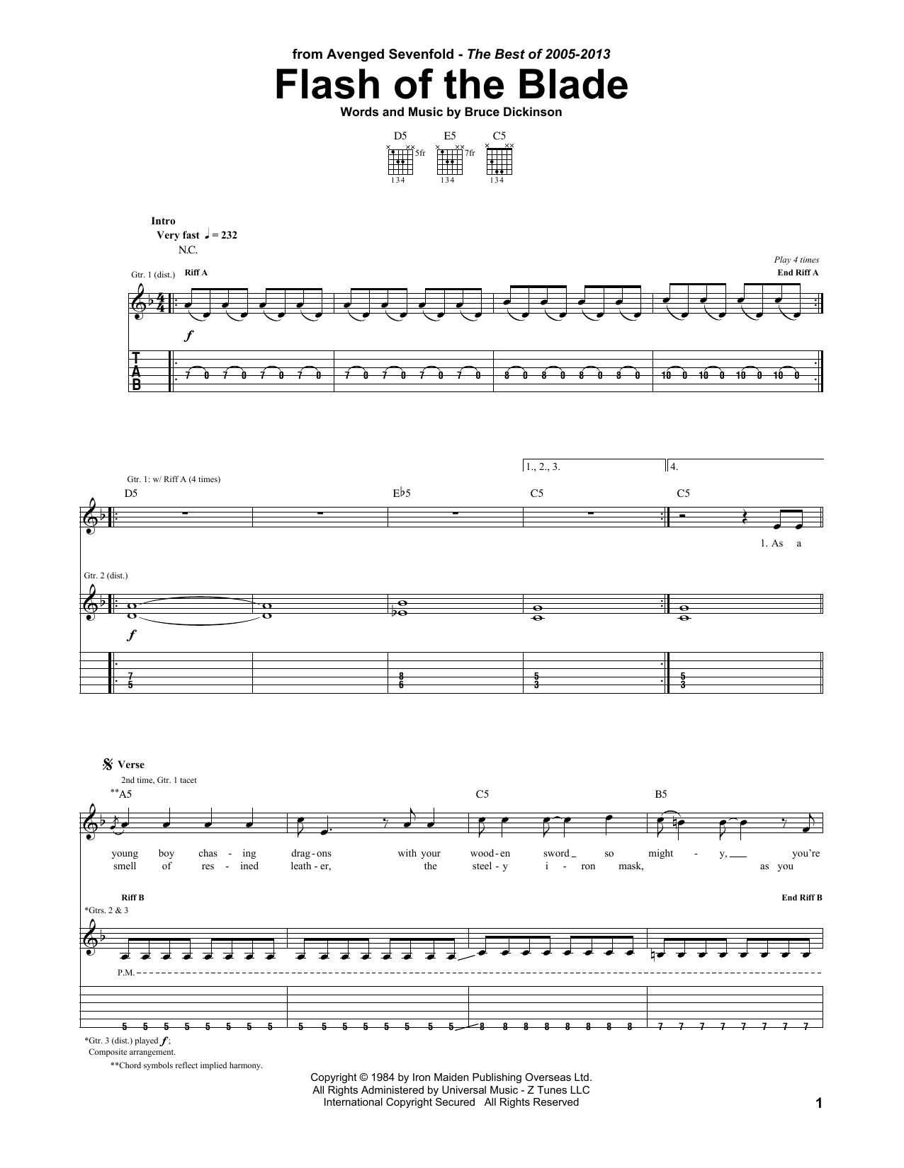 Produktgalerie: Seite 1 von 1 Flash Of The Blade, Avenged Sevenfold, Gitarre