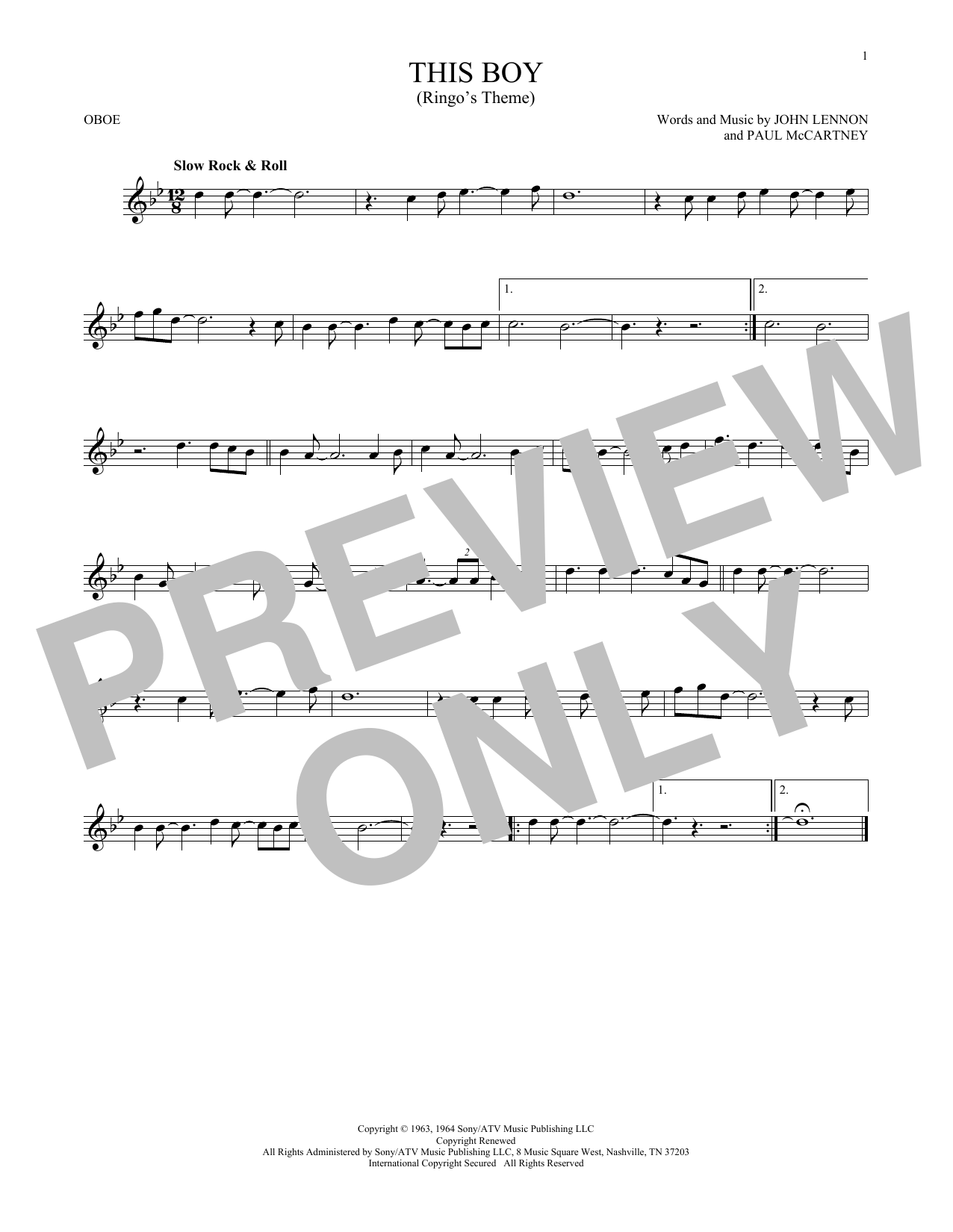 Produktgalerie: Seite 1 von 1 This Boy (Ringo's Theme), The Beatles, Oboe