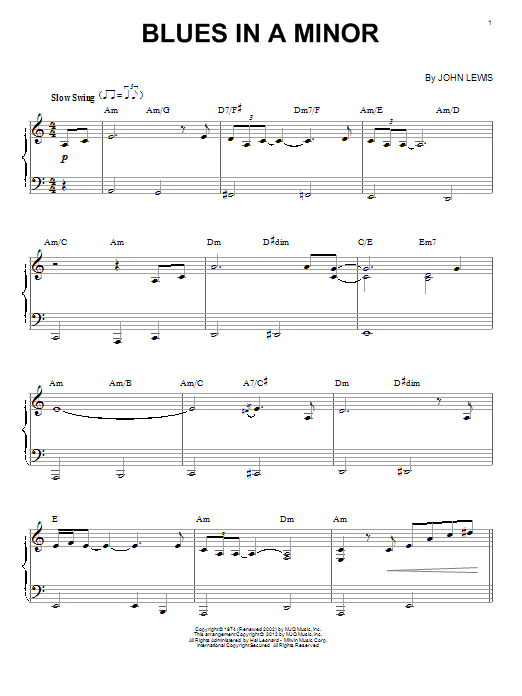 Product gallery: Page 1 of 1 Blues In A Minor (arr. Brent Edstrom), Modern Jazz Quartet