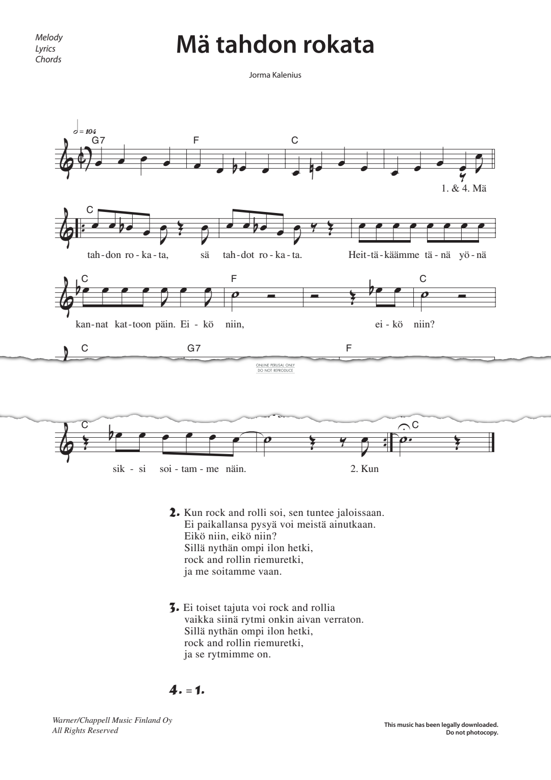 Product gallery: Page 1 of 1 Mä tahdon rokata, Jorma Kalenius