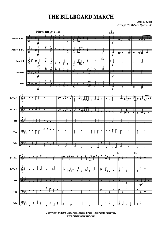 Produktbild zu: The Billboard March John L. Klohr