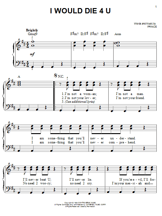 Product picture to:  I Would Die 4 U - Prince