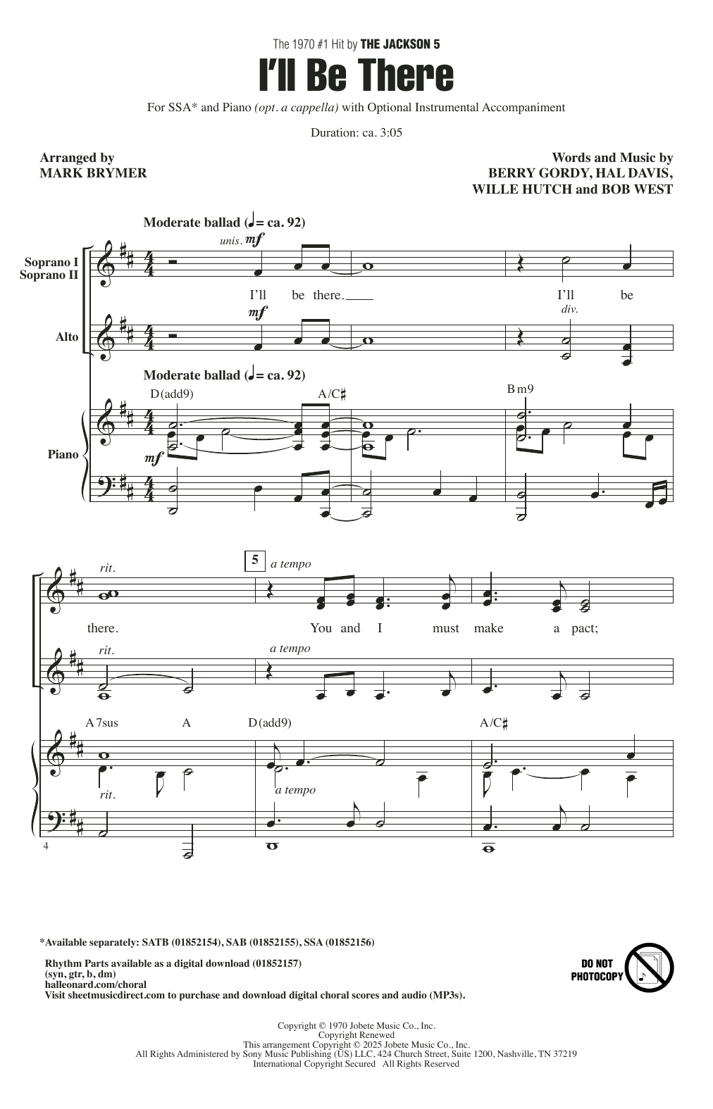 Produktgalerie: Seite 1 von 1 I'll Be There (arr. Mark Brymer), The Jackson 5, Chor