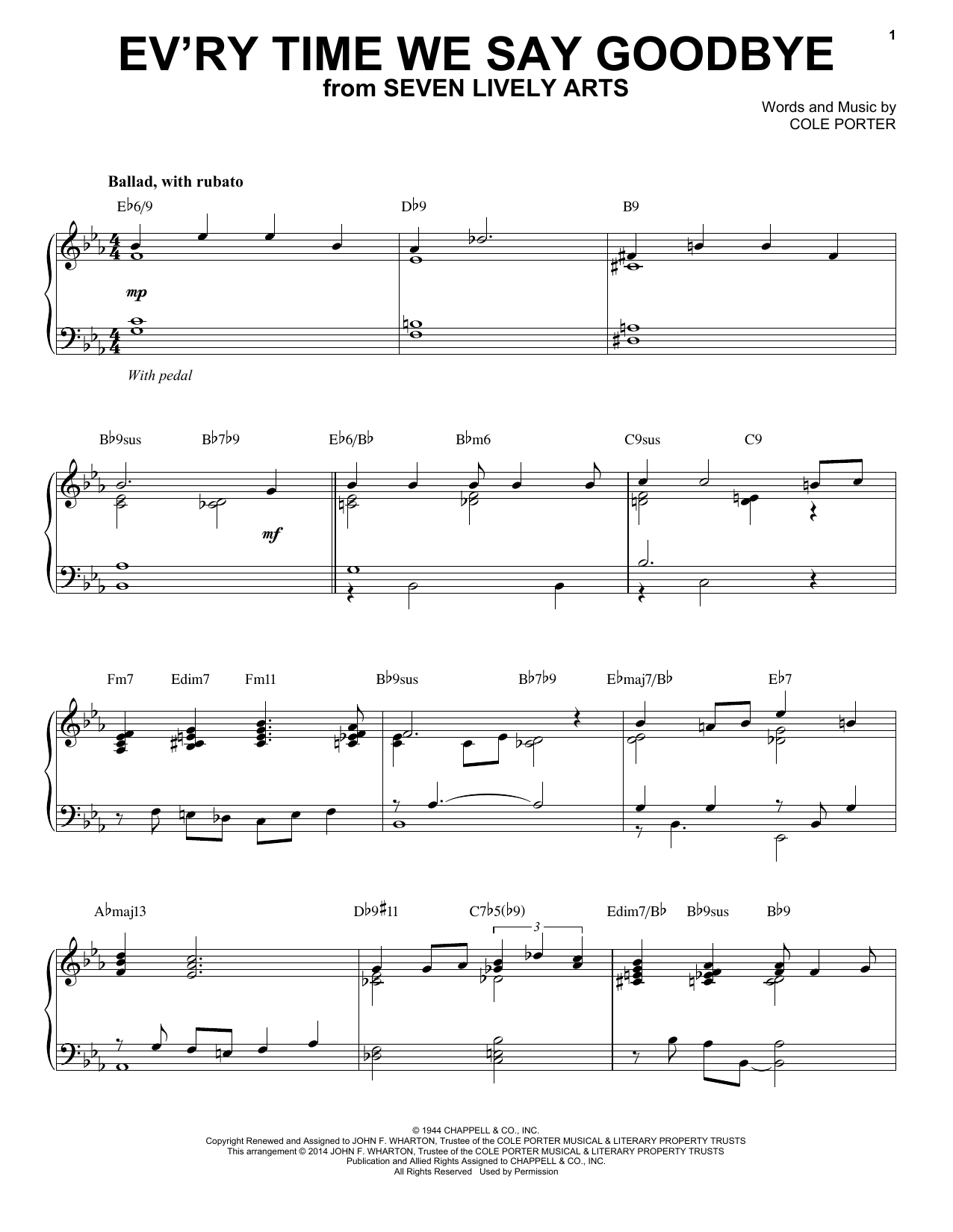 Produktbild zu: Ev'ry Time We Say Goodbye [Jazz version] (arr. Brent Edstrom)