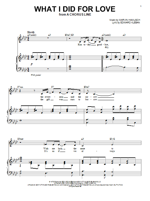Produktgalerie: Seite 1 von 1 What I Did For Love (from A Chorus Line), Marvin Hamlisch, Gesang, Klavier