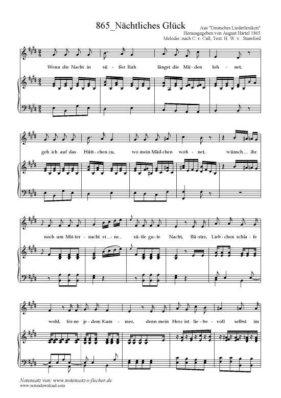 Product picture to: Nächtliches Glück Melodie: nach C. v. Call, Text: H. W. v.  Stamford