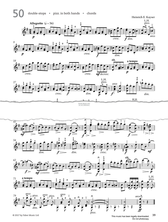 Produktgalerie: Seite 1 von 1 Study No.50 Allegretto (from '80 Graded Studies For Violin Book One'), Heinrich Ernst Kayser, Violine