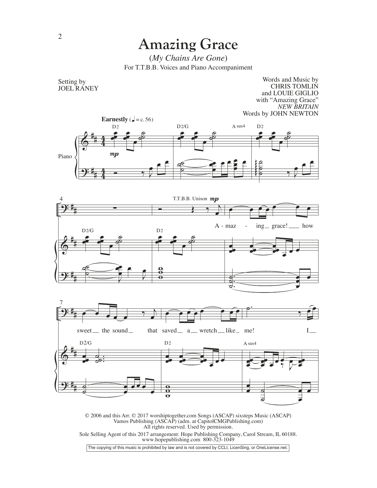 Product picture to: Amazing Grace (My Chains Are Gone) (arr. Joel Raney)