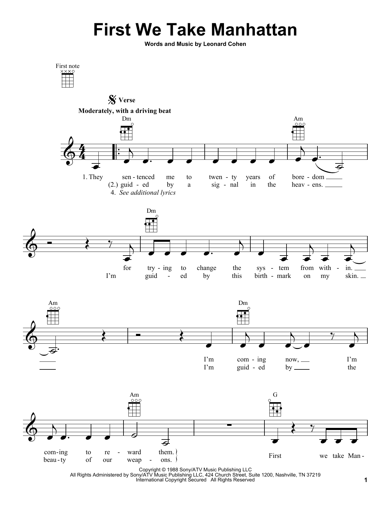 Product gallery: Page 1 of 1 First We Take Manhattan, Leonard Cohen