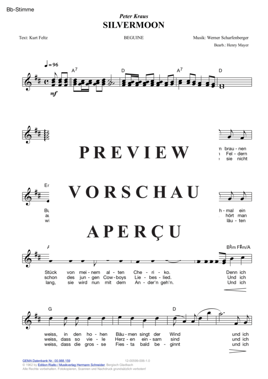 Produktgalerie: Seite 5 von 11 Silvermoon , Kraus, Peter, (Melodie-Stimmen in C/B/Es)