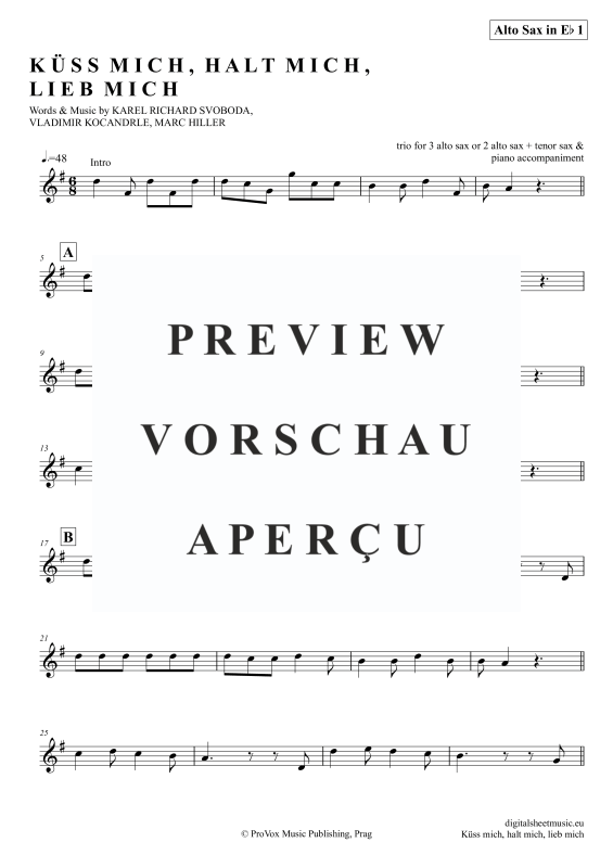 Produktgalerie: Seite 7 von 11 Küss Mich, Halt Mich, Lieb Mich, Egli, Beatrice, (Saxophon Trio AAA(T) + Klavier)